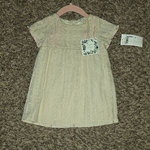 Chelsea & Violet Ivory Lace Dress with Pink Trim